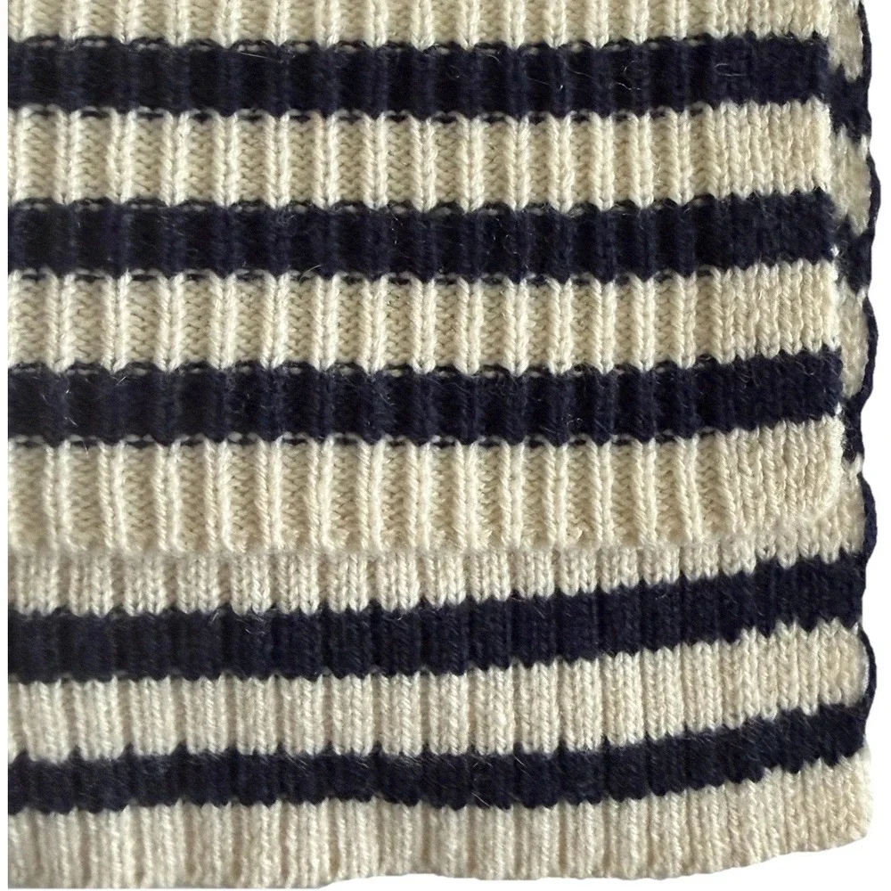 Jenni Kayne 100% Cashmere Boyfriend Sweater Navy Striped Nautical Luxury‎ L